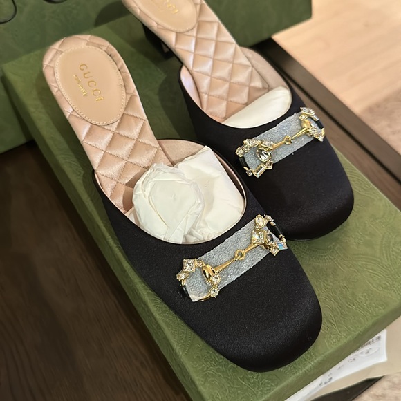 Gucci Horsebit Satin Mules - Picture 4 of 10